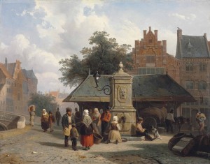 By the well in a Dutch town square